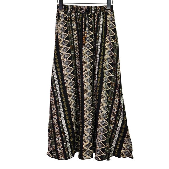 Women's S Hippie Geometric Print Bohemian Maxi Skirt Gypsy - Picture 2 of 10